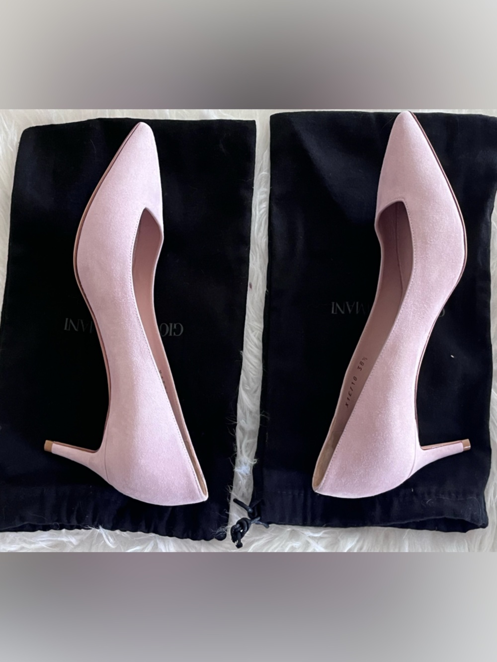 Giorgio Armani Women’s 38 1/2 Pink Nude Suede Point Toe Slip On Kitten Heels - Picture 5 of 11